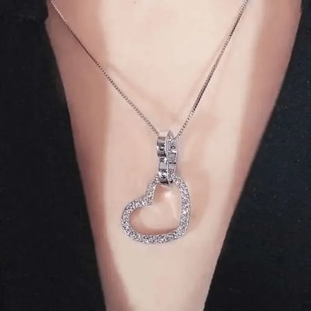Ladies Double Heart Crystal Necklace - Heart Necklace